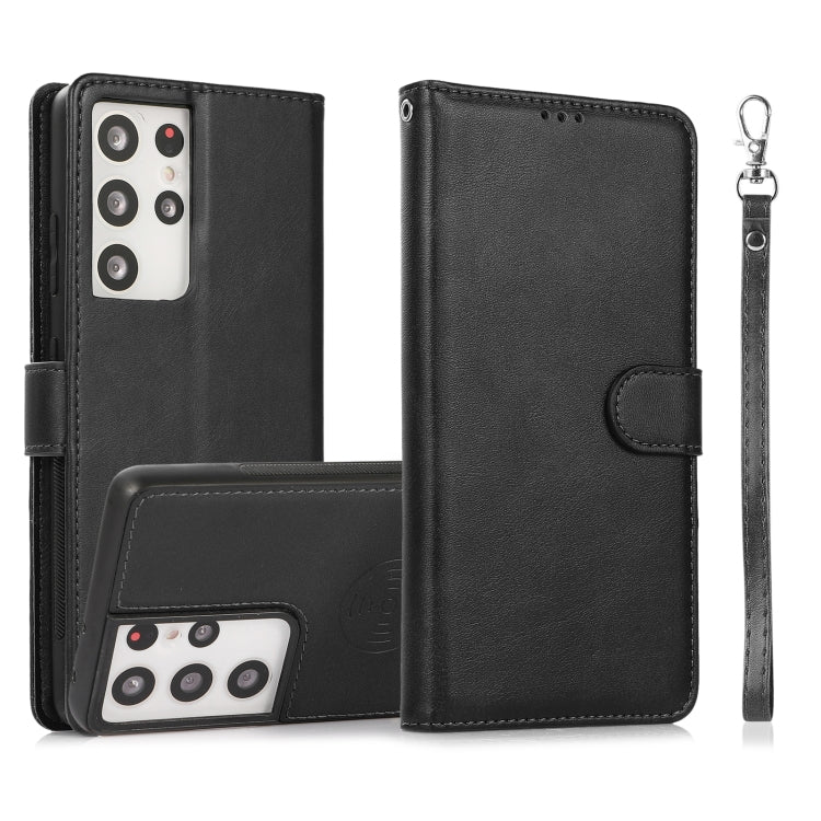 For Samsung Galaxy S21 Ultra 5G Calf Texture 2 in 1 Detachable Magnetic Back Cover Horizontal Flip Leather Case with Holder & Card Slots & Wallet & Photo Frame