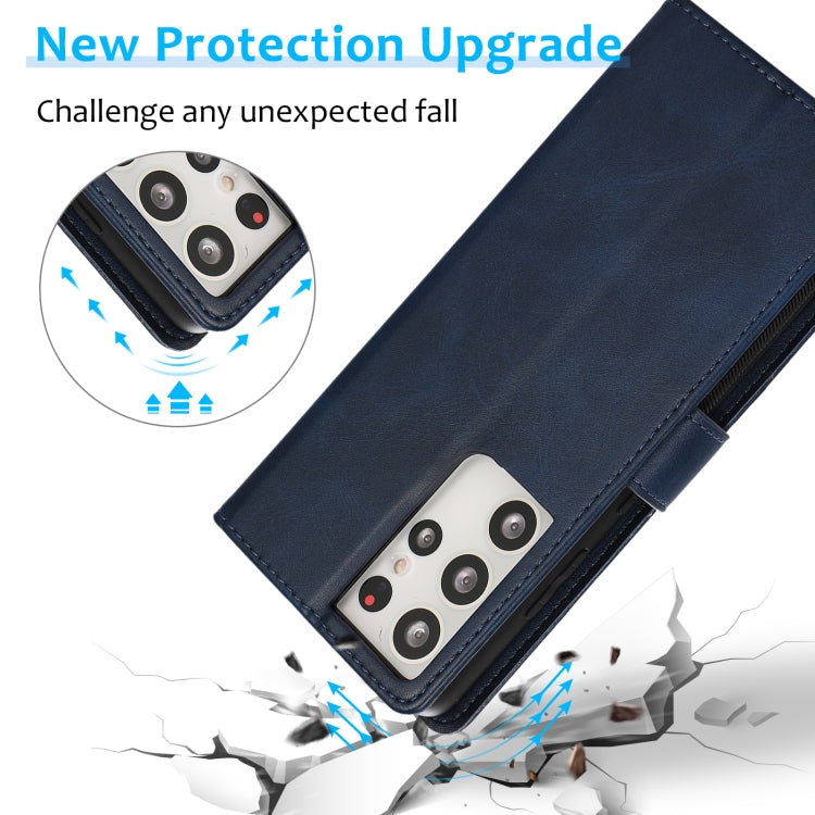 For Samsung Galaxy S21 Ultra 5G Calf Texture 2 in 1 Detachable Magnetic Back Cover Horizontal Flip Leather Case with Holder & Card Slots & Wallet & Photo Frame