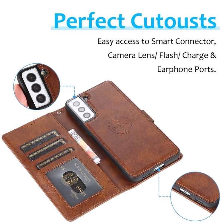 For Samsung Galaxy S21+ 5G Calf Texture 2 in 1 Detachable Magnetic Back Cover Horizontal Flip Leather Case with Holder & Card Slots & Wallet & Photo Frame