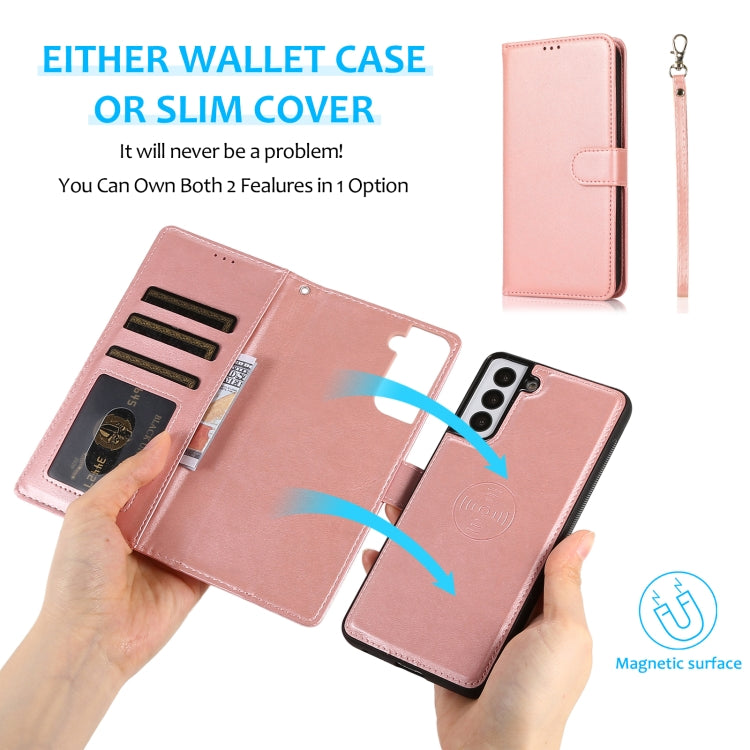 For Samsung Galaxy S21+ 5G Calf Texture 2 in 1 Detachable Magnetic Back Cover Horizontal Flip Leather Case with Holder & Card Slots & Wallet & Photo Frame