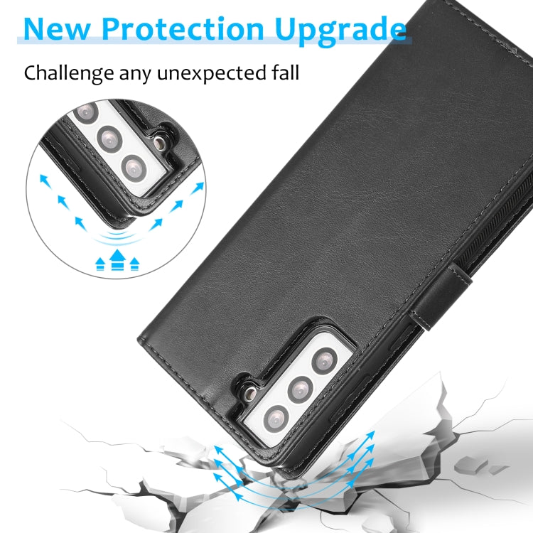 For Samsung Galaxy S21+ 5G Calf Texture 2 in 1 Detachable Magnetic Back Cover Horizontal Flip Leather Case with Holder & Card Slots & Wallet & Photo Frame
