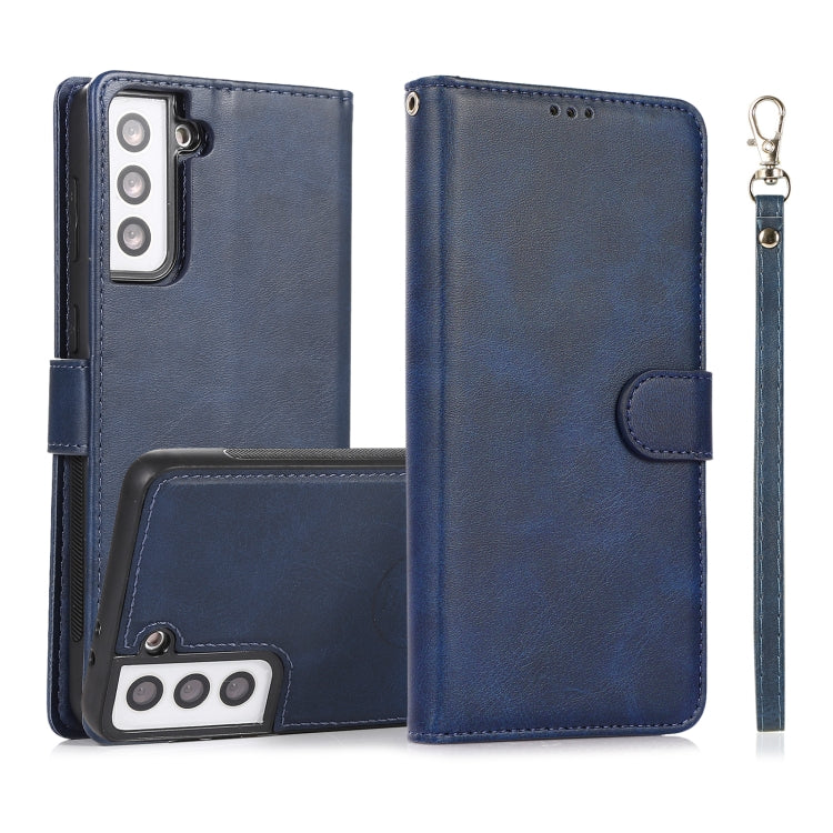For Samsung Galaxy S21+ 5G Calf Texture 2 in 1 Detachable Magnetic Back Cover Horizontal Flip Leather Case with Holder & Card Slots & Wallet & Photo Frame