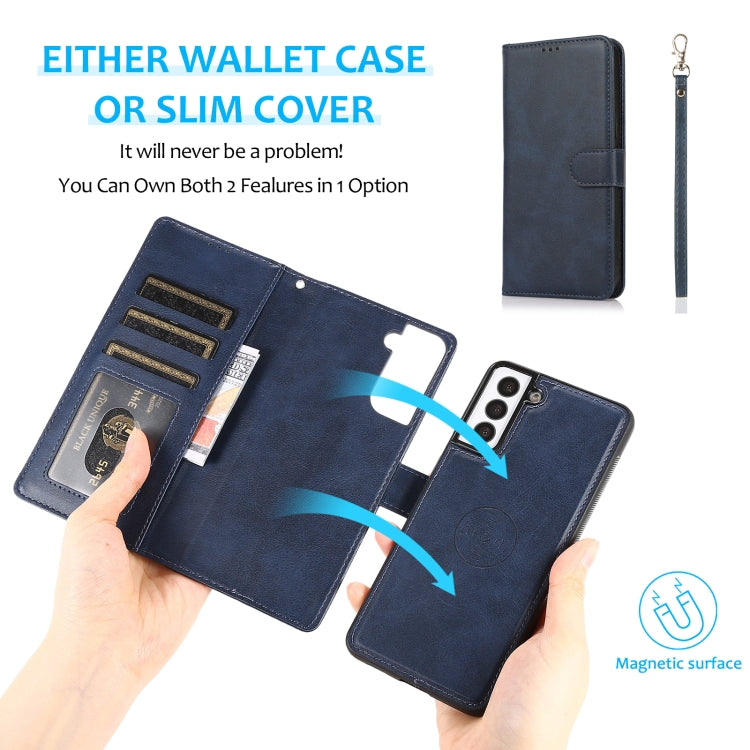 For Samsung Galaxy S21+ 5G Calf Texture 2 in 1 Detachable Magnetic Back Cover Horizontal Flip Leather Case with Holder & Card Slots & Wallet & Photo Frame