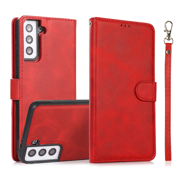 For Samsung Galaxy S21 5G Calf Texture 2 in 1 Detachable Magnetic Back Cover Horizontal Flip Leather Case with Holder & Card Slots & Wallet & Photo Frame
