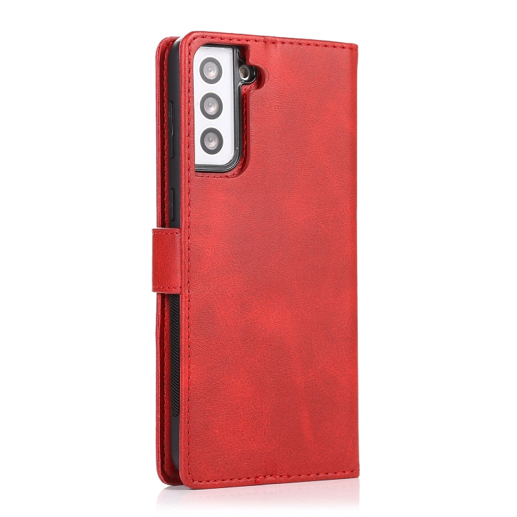 For Samsung Galaxy S21 5G Calf Texture 2 in 1 Detachable Magnetic Back Cover Horizontal Flip Leather Case with Holder & Card Slots & Wallet & Photo Frame