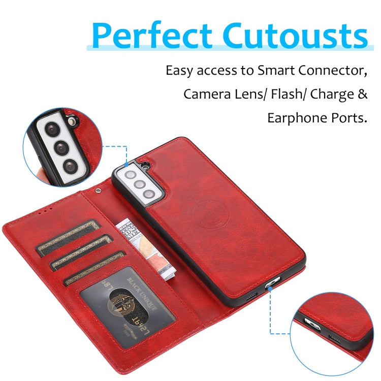For Samsung Galaxy S21 5G Calf Texture 2 in 1 Detachable Magnetic Back Cover Horizontal Flip Leather Case with Holder & Card Slots & Wallet & Photo Frame