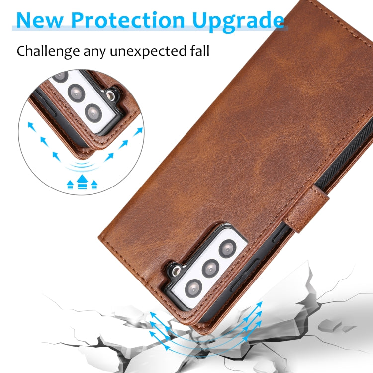 For Samsung Galaxy S21 5G Calf Texture 2 in 1 Detachable Magnetic Back Cover Horizontal Flip Leather Case with Holder & Card Slots & Wallet & Photo Frame