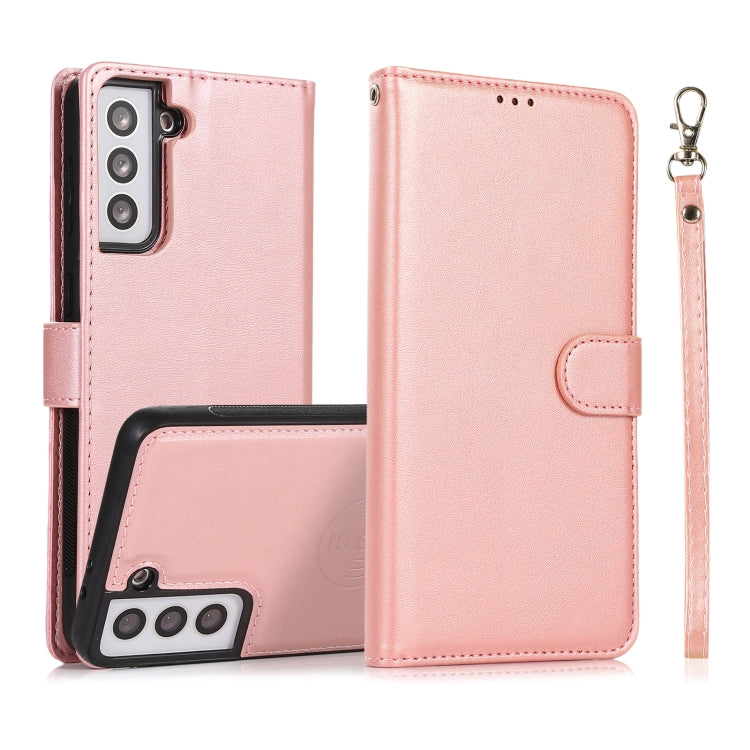 For Samsung Galaxy S21 5G Calf Texture 2 in 1 Detachable Magnetic Back Cover Horizontal Flip Leather Case with Holder & Card Slots & Wallet & Photo Frame