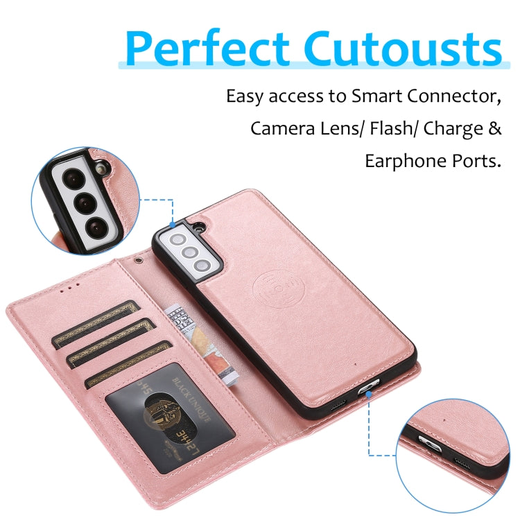 For Samsung Galaxy S21 5G Calf Texture 2 in 1 Detachable Magnetic Back Cover Horizontal Flip Leather Case with Holder & Card Slots & Wallet & Photo Frame