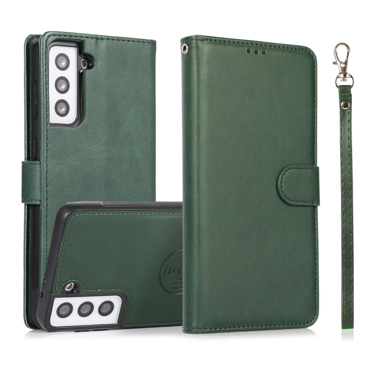 For Samsung Galaxy S21 5G Calf Texture 2 in 1 Detachable Magnetic Back Cover Horizontal Flip Leather Case with Holder & Card Slots & Wallet & Photo Frame