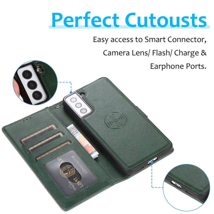 For Samsung Galaxy S21 5G Calf Texture 2 in 1 Detachable Magnetic Back Cover Horizontal Flip Leather Case with Holder & Card Slots & Wallet & Photo Frame