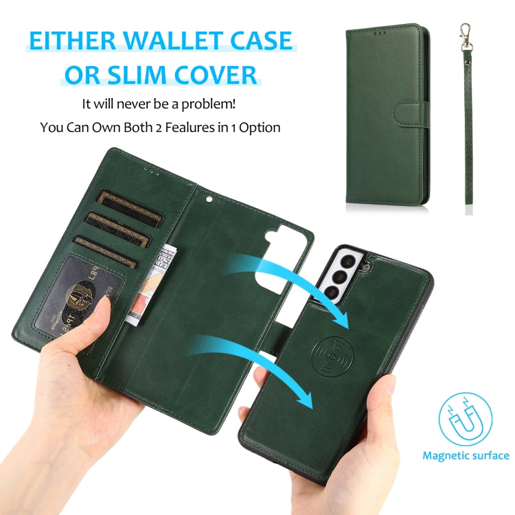 For Samsung Galaxy S21 5G Calf Texture 2 in 1 Detachable Magnetic Back Cover Horizontal Flip Leather Case with Holder & Card Slots & Wallet & Photo Frame