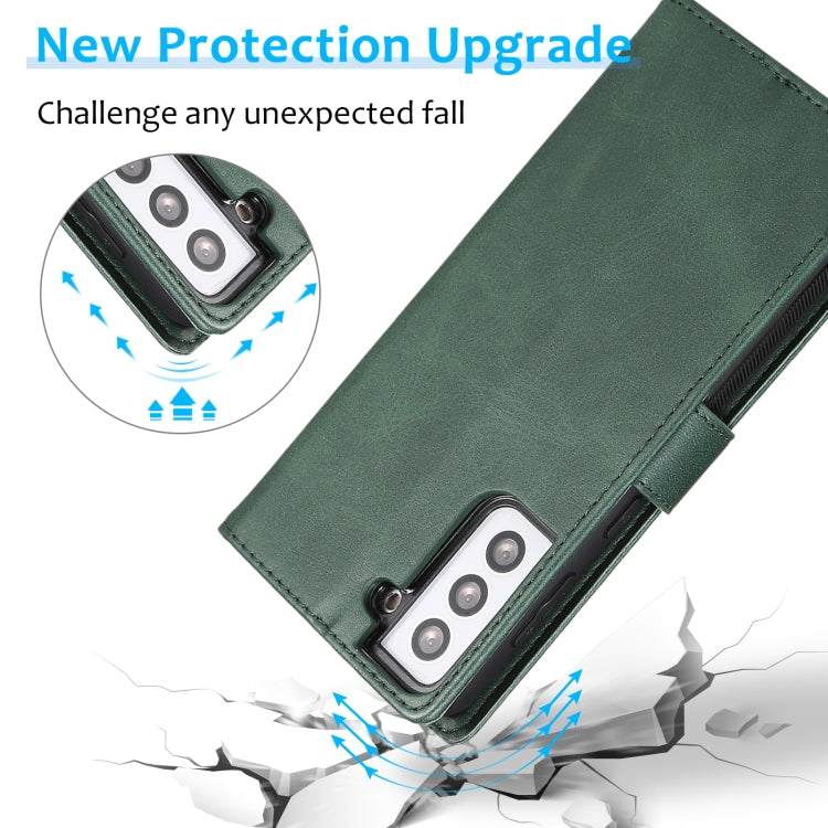 For Samsung Galaxy S21 5G Calf Texture 2 in 1 Detachable Magnetic Back Cover Horizontal Flip Leather Case with Holder & Card Slots & Wallet & Photo Frame