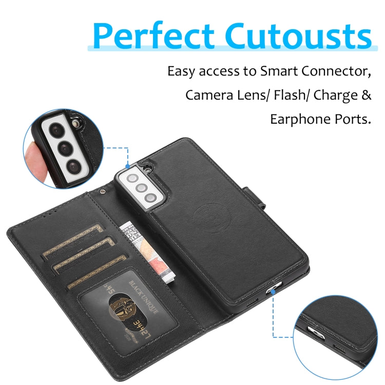 For Samsung Galaxy S21 5G Calf Texture 2 in 1 Detachable Magnetic Back Cover Horizontal Flip Leather Case with Holder & Card Slots & Wallet & Photo Frame