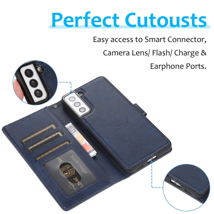 For Samsung Galaxy S21 5G Calf Texture 2 in 1 Detachable Magnetic Back Cover Horizontal Flip Leather Case with Holder & Card Slots & Wallet & Photo Frame