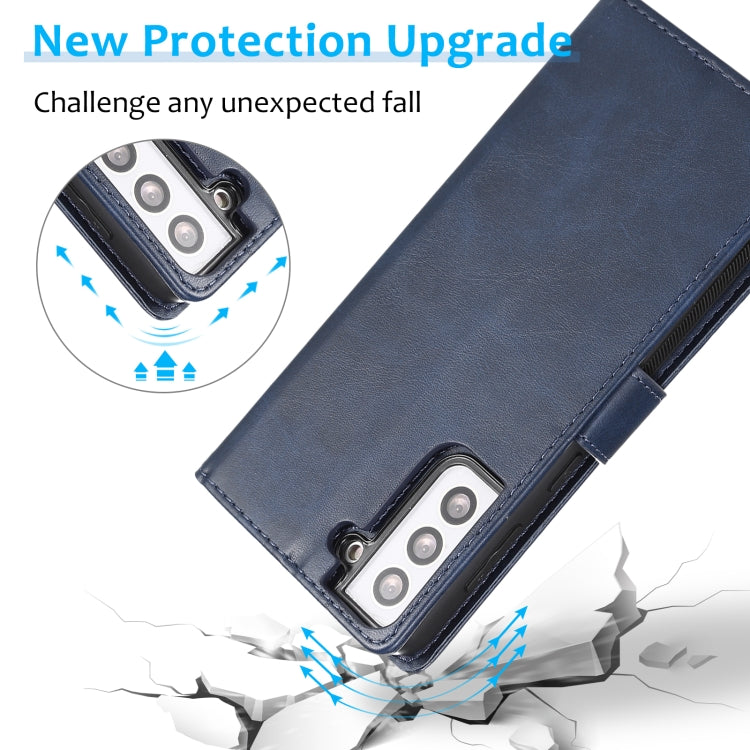 For Samsung Galaxy S21 5G Calf Texture 2 in 1 Detachable Magnetic Back Cover Horizontal Flip Leather Case with Holder & Card Slots & Wallet & Photo Frame