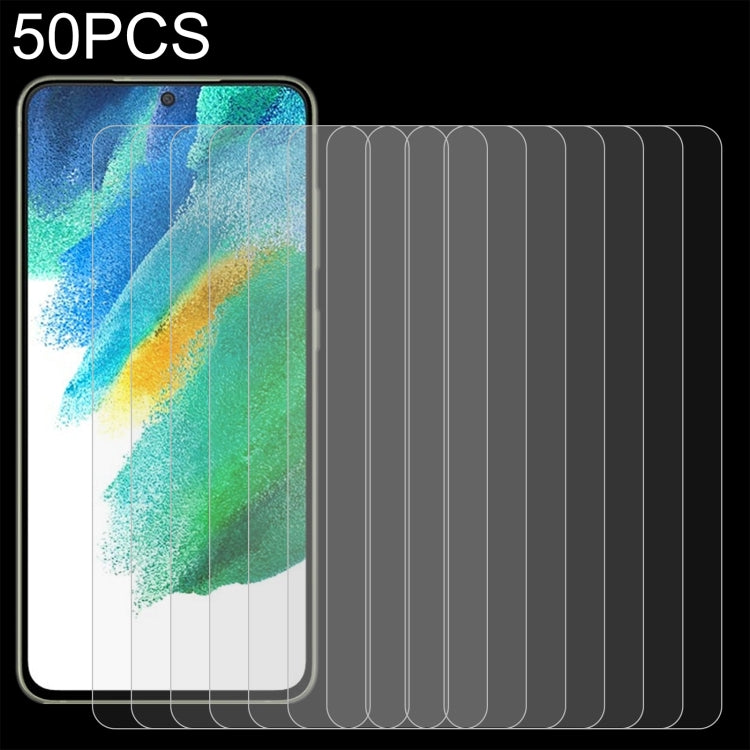 For Samsung Galaxy S21 FE 5G 50 PCS 0.26mm 9H 2.5D Tempered Glass Film, Fingerprint Unlocking Is Not Supported