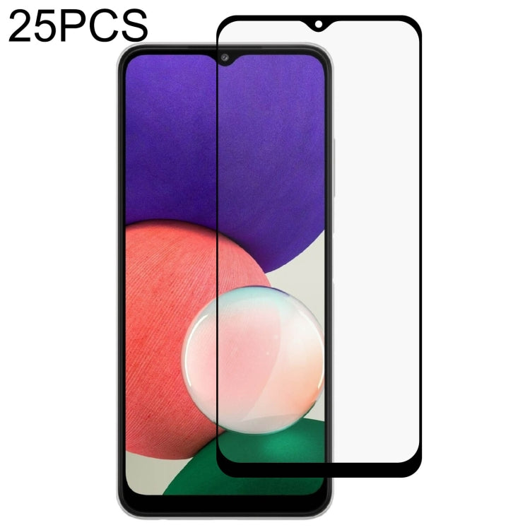 For Samsung Galaxy A22 5G 25 PCS Full Glue Full Screen Tempered Glass Film