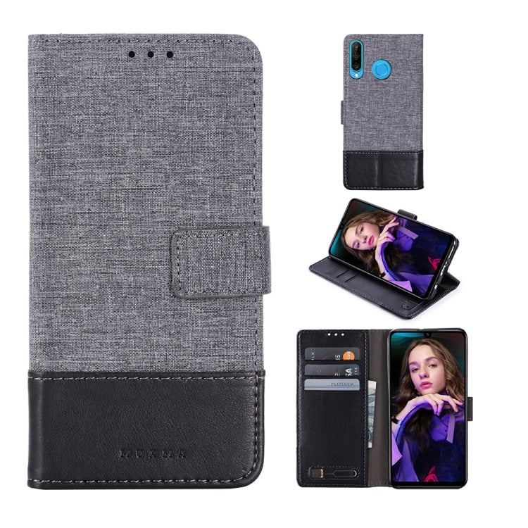 For Huawei P30 Lite MUXMA MX102 Horizontal Flip Canvas Leather Case with Stand & Card Slot & Wallet Function