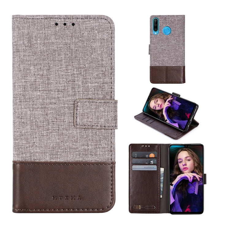 For Huawei P30 Lite MUXMA MX102 Horizontal Flip Canvas Leather Case with Stand & Card Slot & Wallet Function
