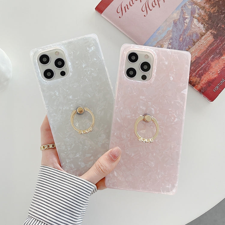 For iPhone 11 Shell Pattern Straight-Edge Soft TPU Protective Case with Ring Holder