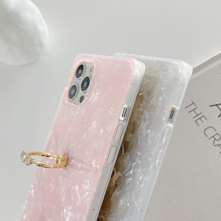 For iPhone 12 / 12 Pro Shell Pattern Straight-Edge Soft TPU Protective Case with Ring Holder