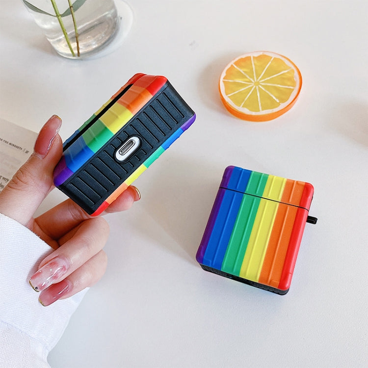 Rainbow Silicone Wireless Earphone Protective Case For AirPods 1 / 2