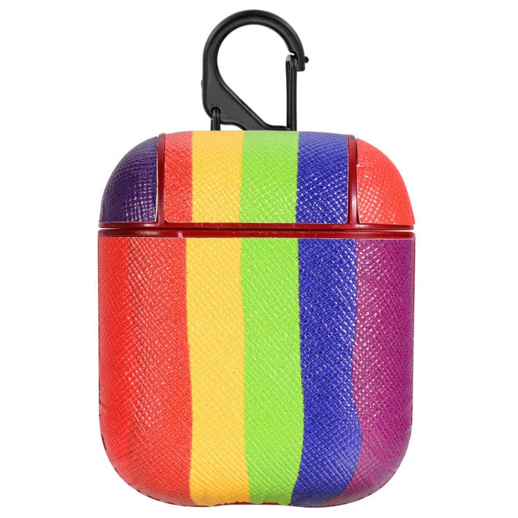 Rainbow Skin Sticking Earphone Protective Case with Hook For AirPods 1 / 2