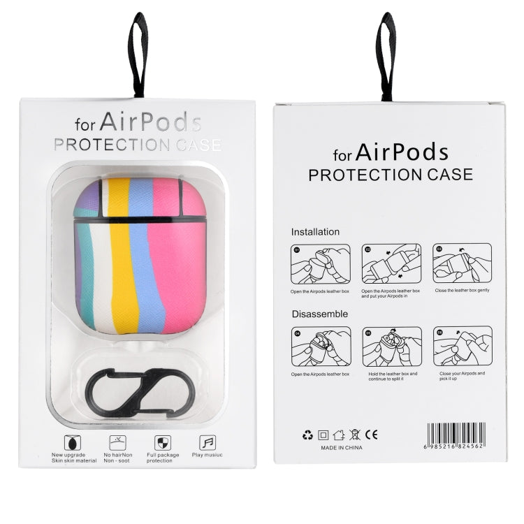 Rainbow Skin Sticking Earphone Protective Case with Hook For AirPods 1 / 2