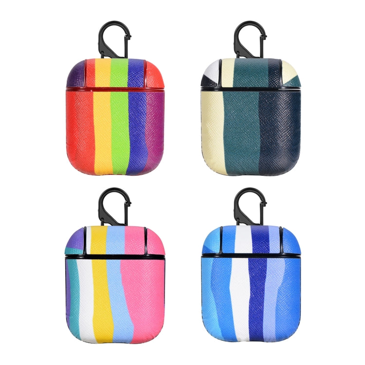 Rainbow Skin Sticking Earphone Protective Case with Hook For AirPods 1 / 2