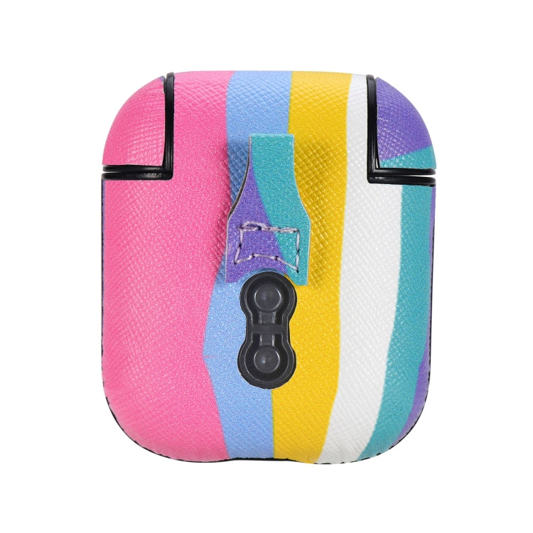 Rainbow Skin Sticking Earphone Protective Case with Hook For AirPods 1 / 2