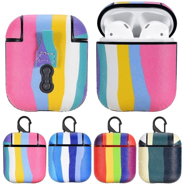 Rainbow Skin Sticking Earphone Protective Case with Hook For AirPods 1 / 2