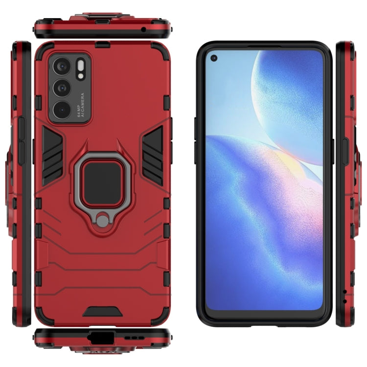 For OPPO Reno6 5G Shockproof PC + TPU Protective Case with Magnetic Ring Holder