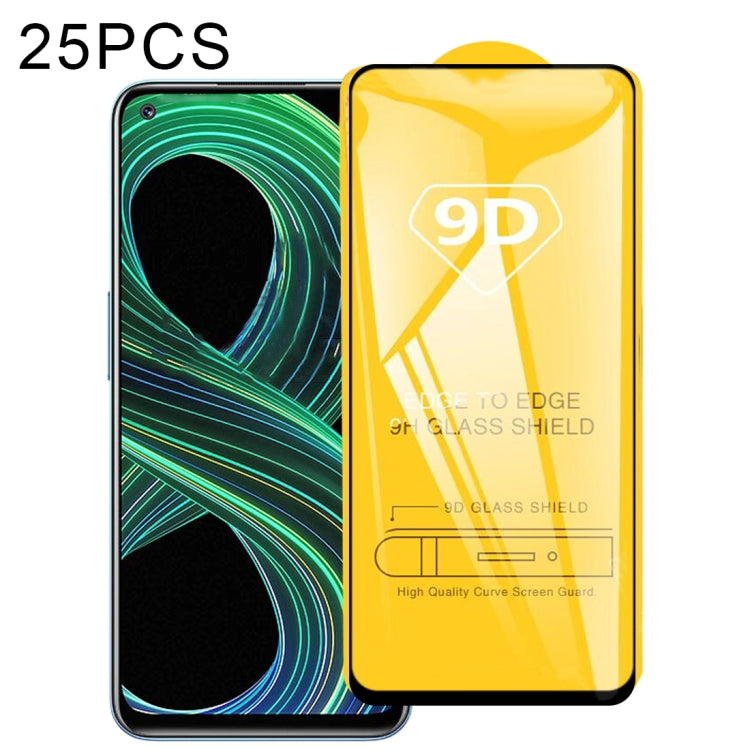 For OPPO Realme 8 5G / 8S 5G 25 PCS 9D Full Glue Full Screen Tempered Glass Film