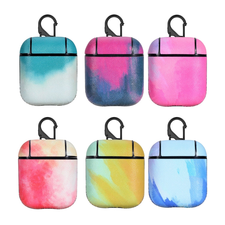 Watercolor Skin Sticking Earphone Protective Case with Hook For AirPods 1 / 2