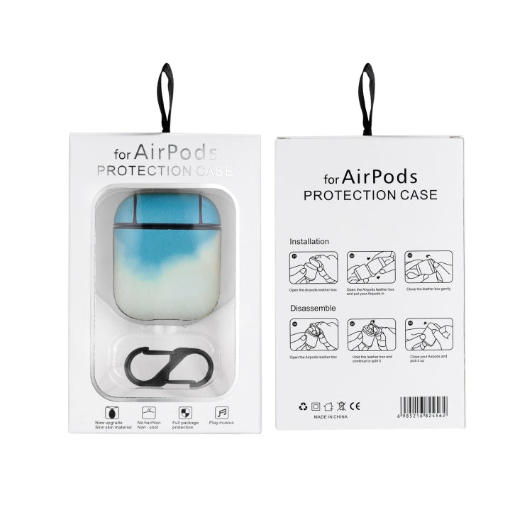 Watercolor Skin Sticking Earphone Protective Case with Hook For AirPods 1 / 2