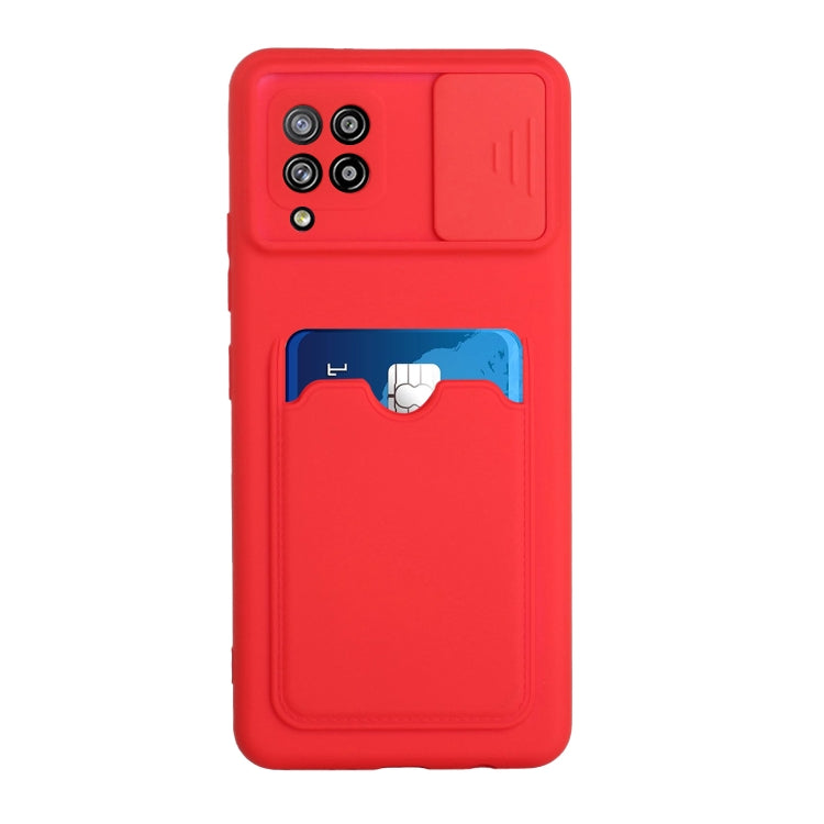 For Samsung Galaxy A42 Sliding Camera Cover Design TPU Protective Case with Card Slot
