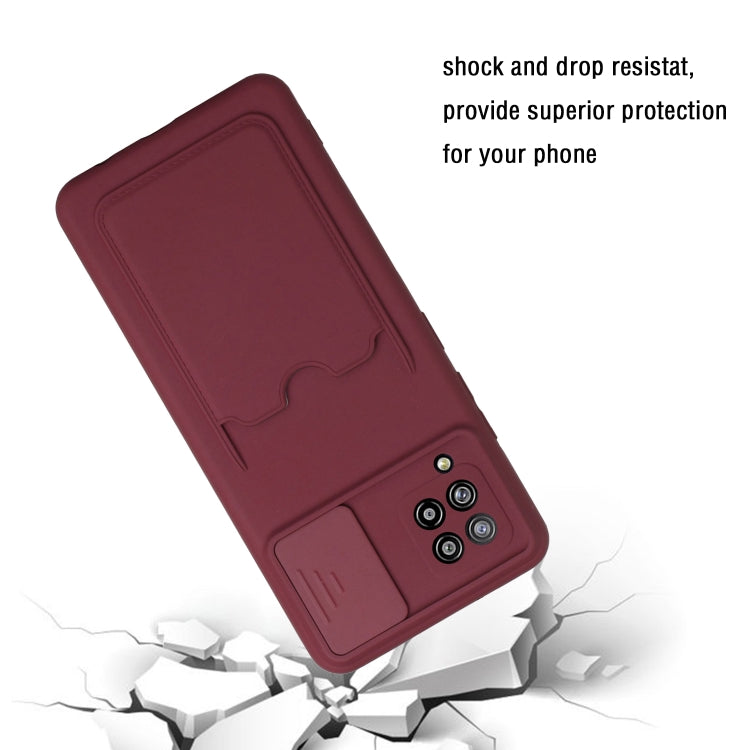 For Samsung Galaxy A42 Sliding Camera Cover Design TPU Protective Case with Card Slot