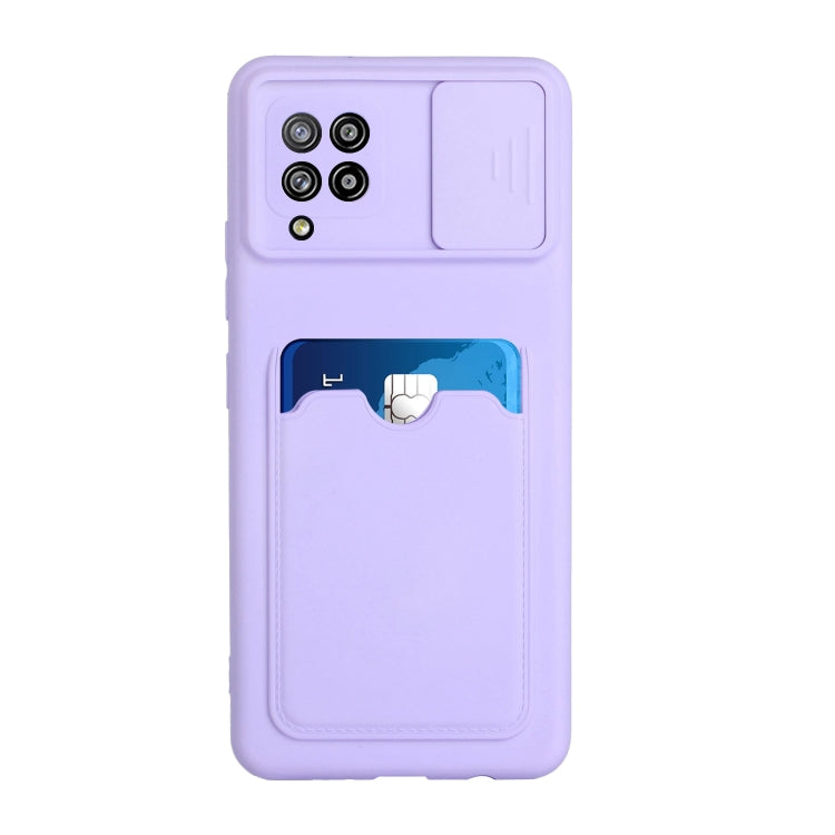 For Samsung Galaxy A42 Sliding Camera Cover Design TPU Protective Case with Card Slot