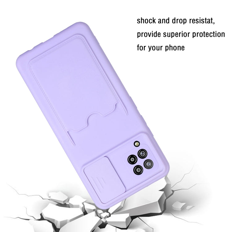 For Samsung Galaxy A42 Sliding Camera Cover Design TPU Protective Case with Card Slot