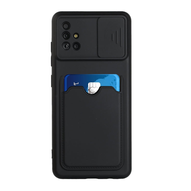 For Samsung Galaxy A51 4G Sliding Camera Cover Design TPU Protective Case with Card Slot