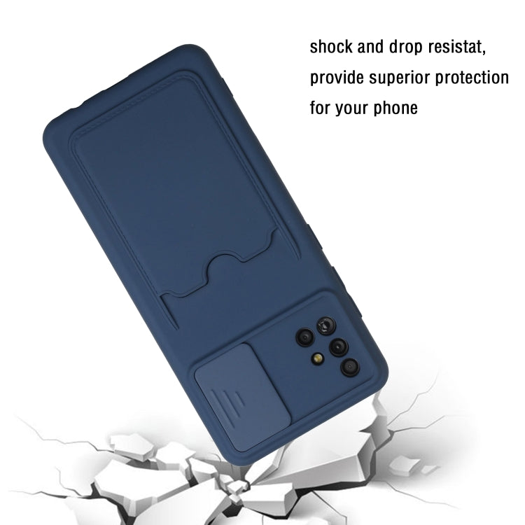 For Samsung Galaxy A51 4G Sliding Camera Cover Design TPU Protective Case with Card Slot