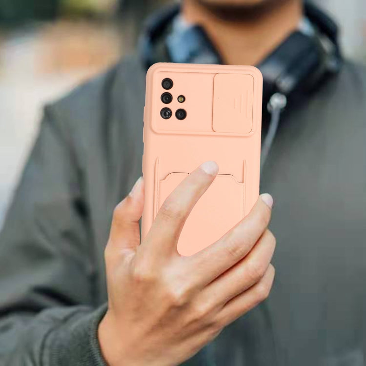For Samsung Galaxy A71 4G Sliding Camera Cover Design TPU Protective Case with Card Slot