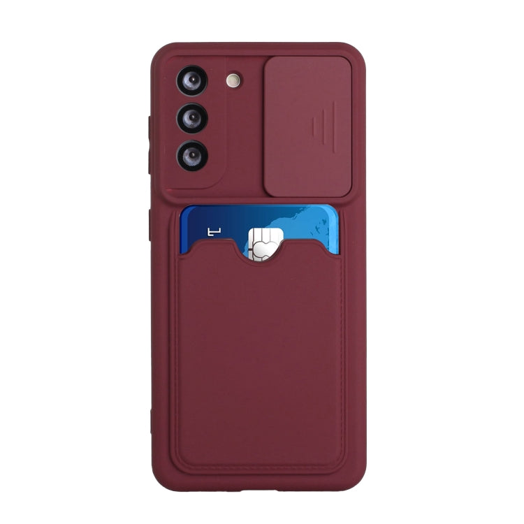 For Samsung Galaxy S21 5G Sliding Camera Cover Design TPU Protective Case with Card Slot