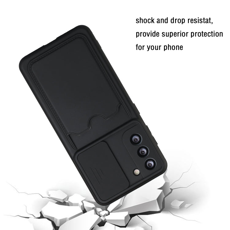 For Samsung Galaxy S21 5G Sliding Camera Cover Design TPU Protective Case with Card Slot
