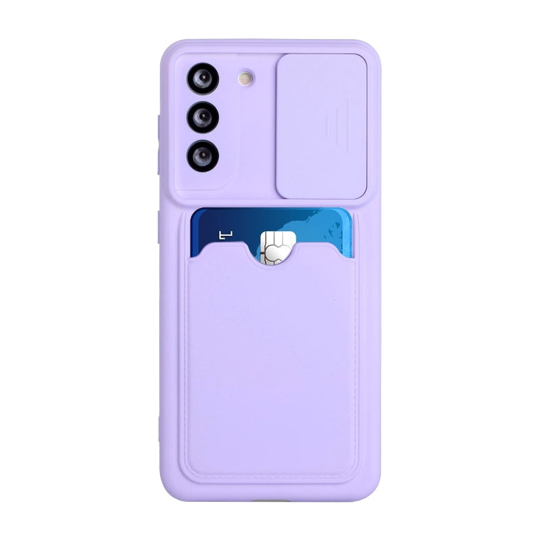 For Samsung Galaxy S21 5G Sliding Camera Cover Design TPU Protective Case with Card Slot