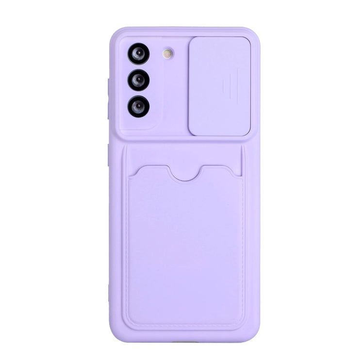 For Samsung Galaxy S21 5G Sliding Camera Cover Design TPU Protective Case with Card Slot