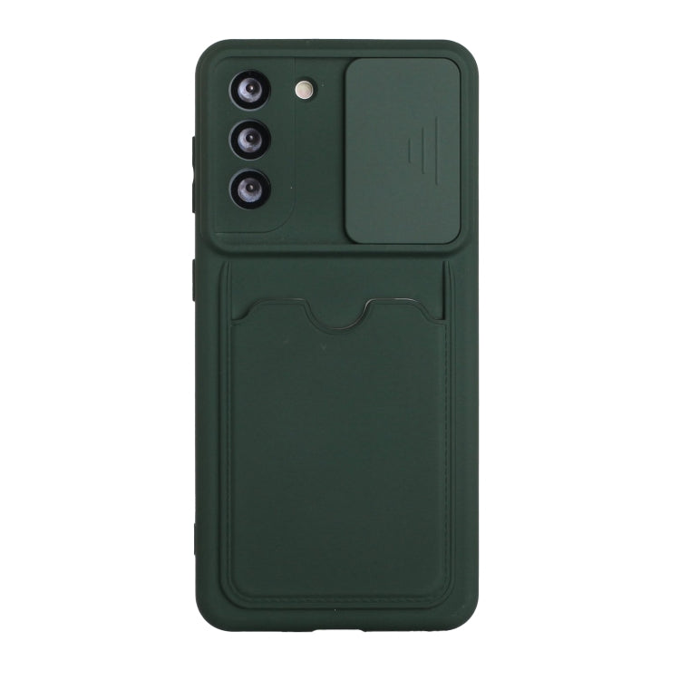 For Samsung Galaxy S21 5G Sliding Camera Cover Design TPU Protective Case with Card Slot