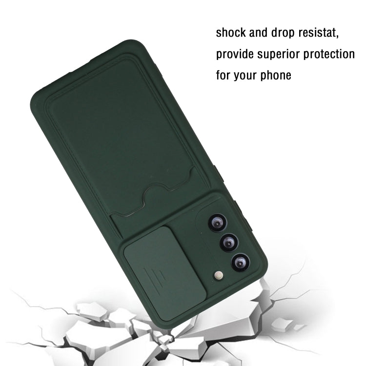 For Samsung Galaxy S21 5G Sliding Camera Cover Design TPU Protective Case with Card Slot