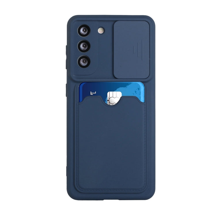 For Samsung Galaxy S21 5G Sliding Camera Cover Design TPU Protective Case with Card Slot